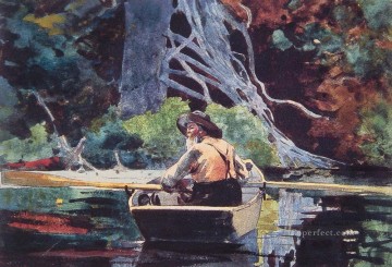 The Red Canoe Winslow Homer watercolor Oil Paintings